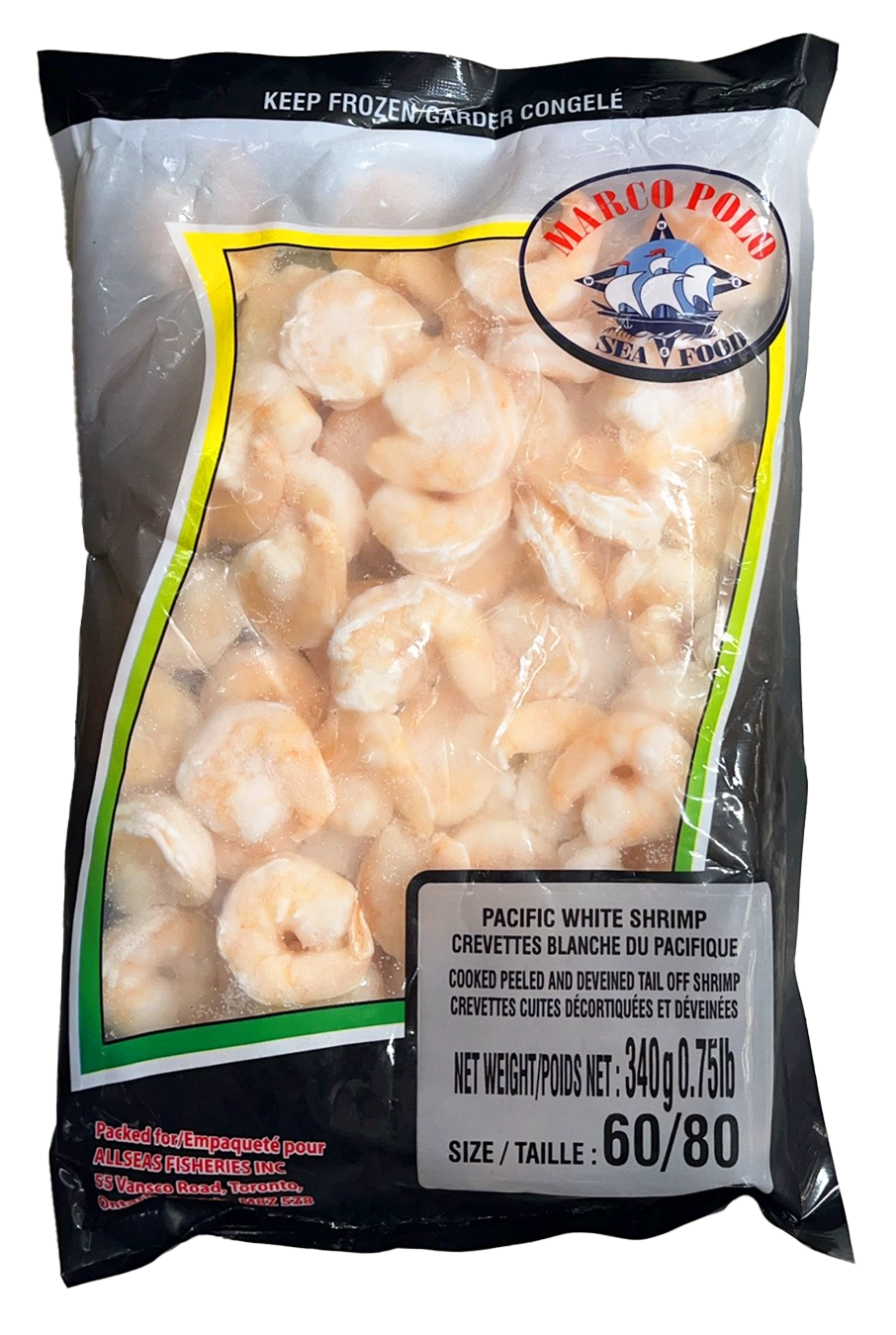 Marco polo pacific white shrimp peeled&deveined 60/80 340g