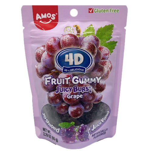 Amos 4D Fruit Gummy Juicy Burst Grape 65g