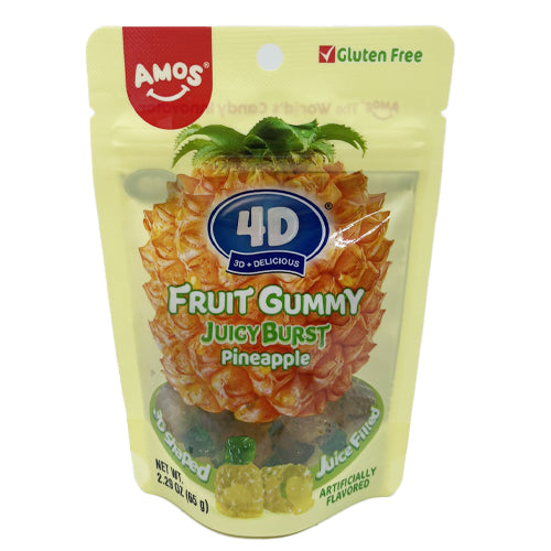 Amos 4D Fruit Gummy Juicy Burst Pineapple 65g