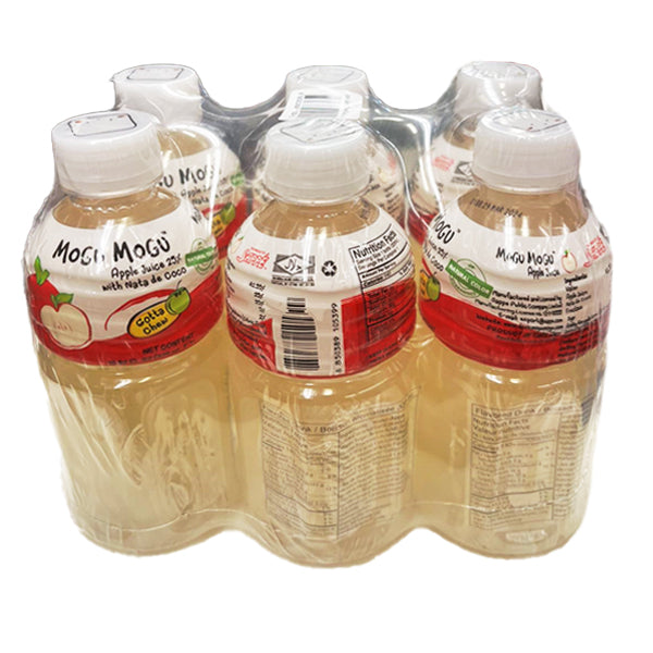 Mogu Mogu Apple Juice 25% NATA De Coco Juice 320ml X 6 Bottles