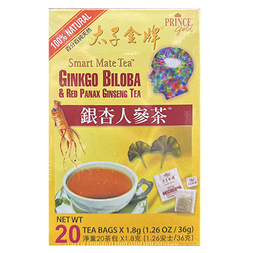 Prince Gold Ginkgo Biloba & Red Panax Ginseng Tea 20 Teabags