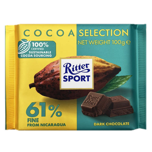 Ritter Sport 61% Cacao Dark Chocolate 100g