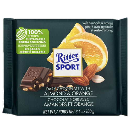 Ritter Sport Dark Chocolate with Almond & Orange 100g
