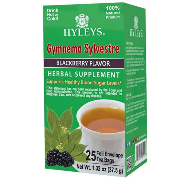 Hyleys Natural Wellness Gymnema Silvestre Green Tea With Blackberry Flavor 25 Tea Bags
